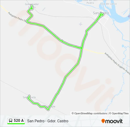 520 A Bus Line Map