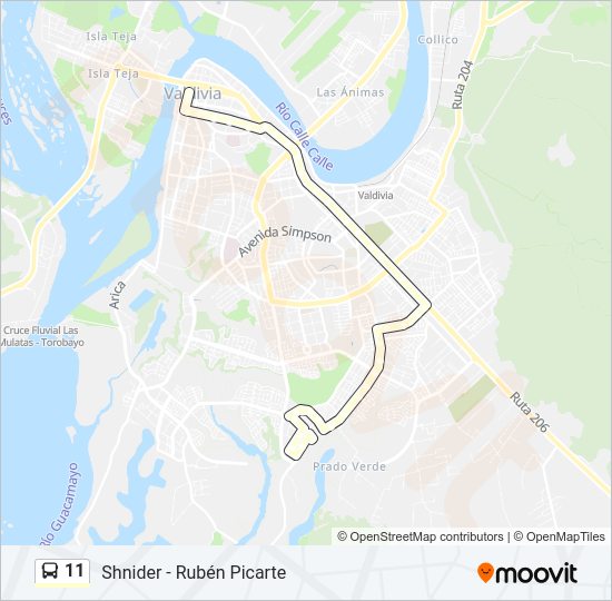Mapa de 11 de autobús