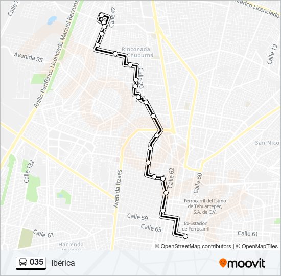 Mapa de 035 de autobús