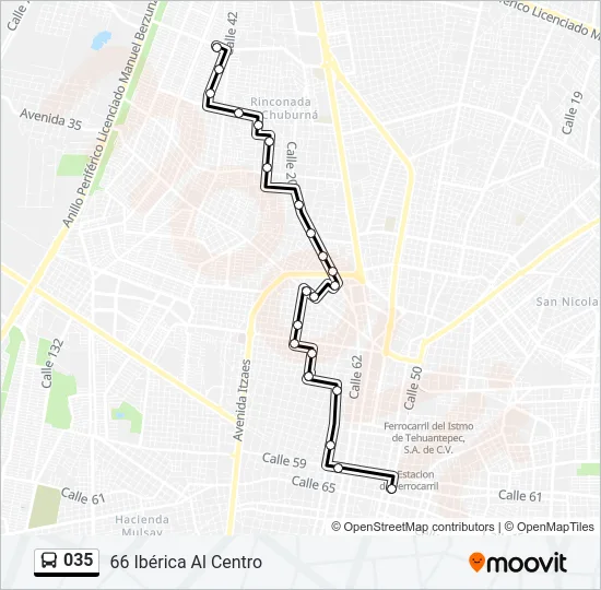 Mapa de 035 de autobús