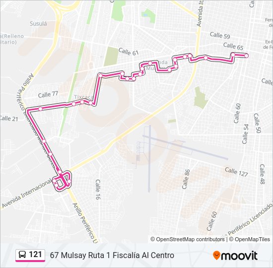 Mapa de 121 de autobús
