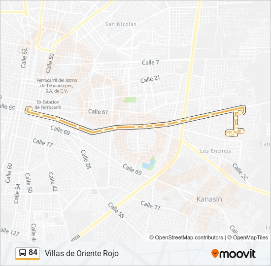 Mapa de 84 de autobús