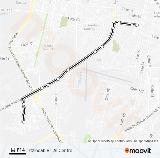 Mapa de F14 de autobús