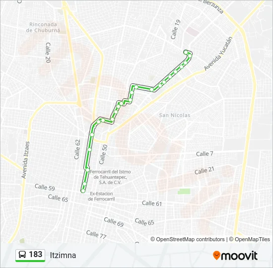 Mapa de 183 de autobús