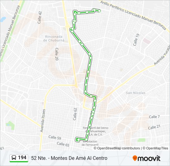 Mapa de 194 de autobús