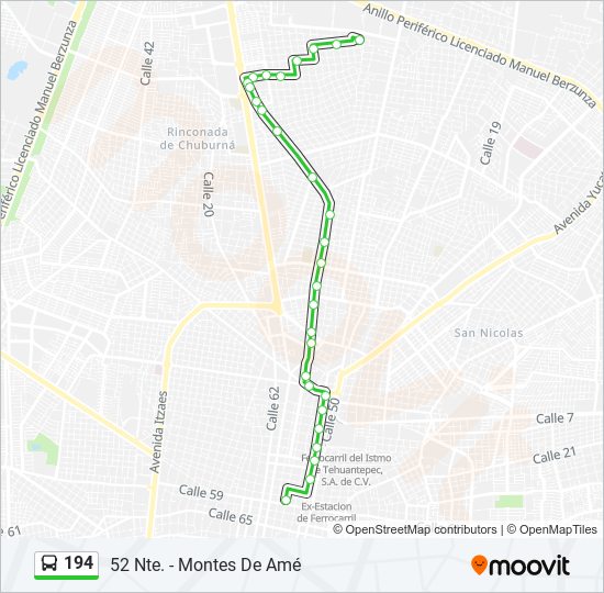 Mapa de 194 de autobús