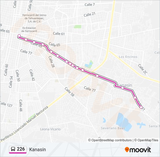 Mapa de 226 de autobús