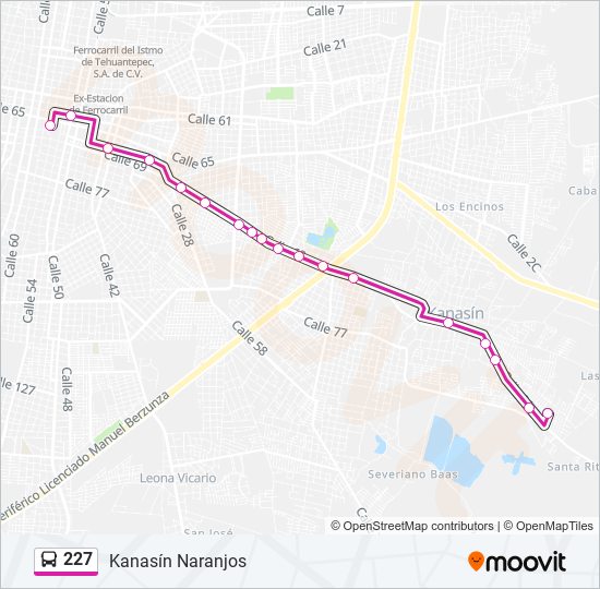 Mapa de 227 de autobús