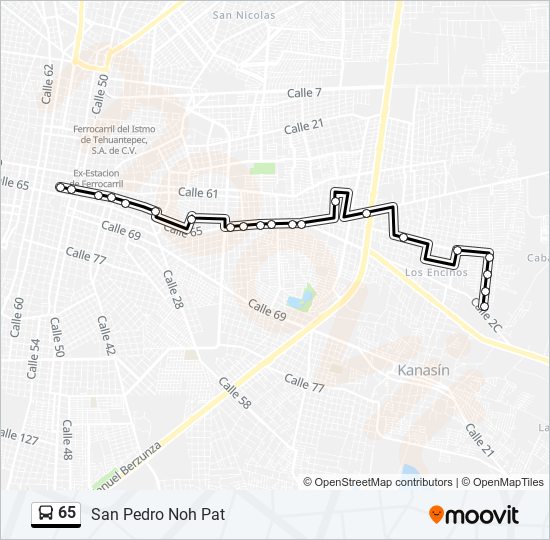 Mapa de 65 de autobús