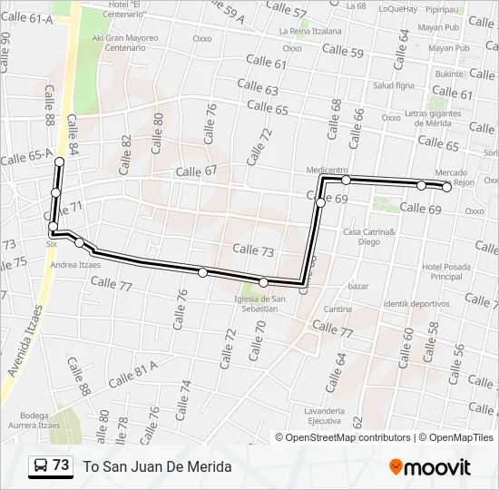 Mapa de 73 de autobús