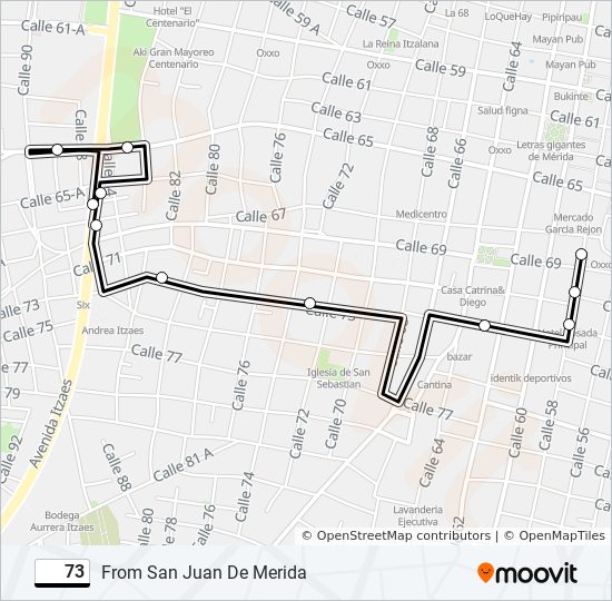 Mapa de 73 de autobús