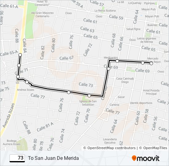 Mapa de 73 de autobús