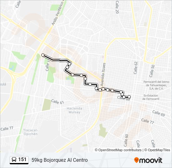 Mapa de 151 de autobús