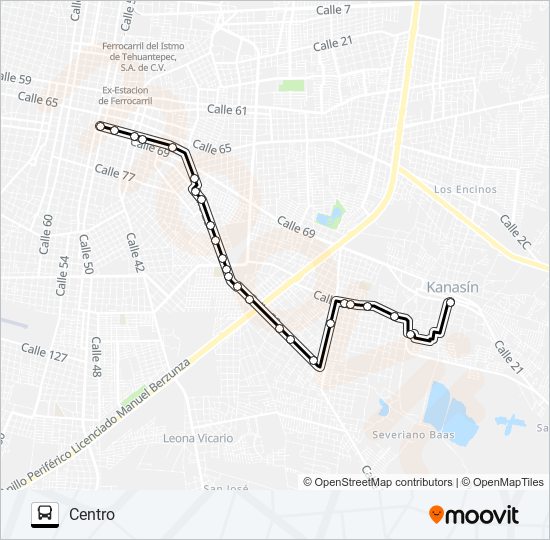 Mapa de KANASÍN AZUL de autobús