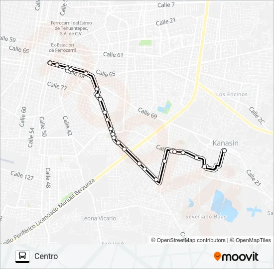 KANASÍN AZUL Bus Line Map