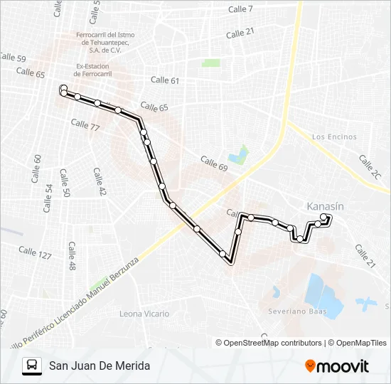 KANASÍN AZUL Bus Line Map