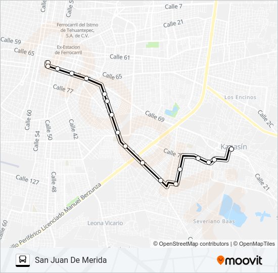 KANASÍN ROJO Bus Line Map