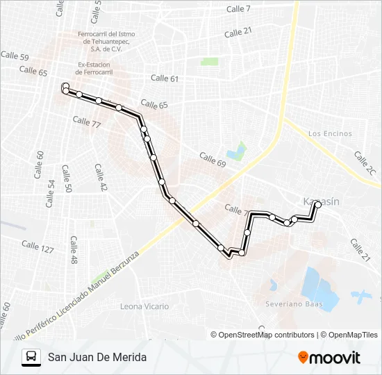 KANASÍN ROJO Bus Line Map