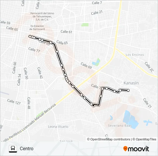KANASÍN ROJO Bus Line Map