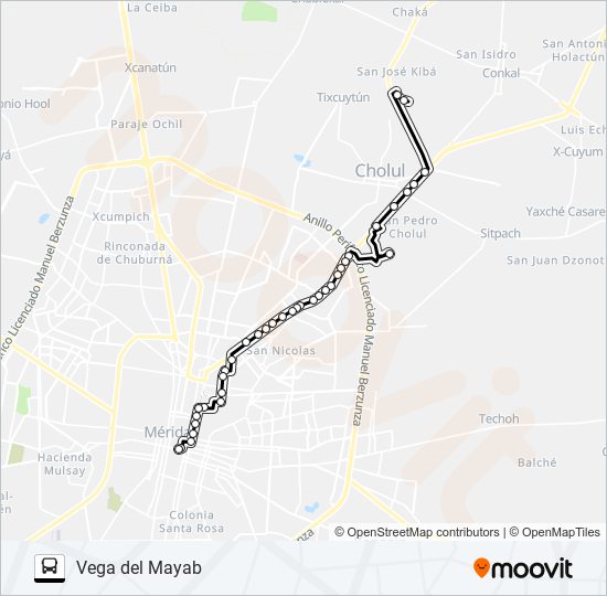 Mapa de VEGA DEL MAYAB de autobús