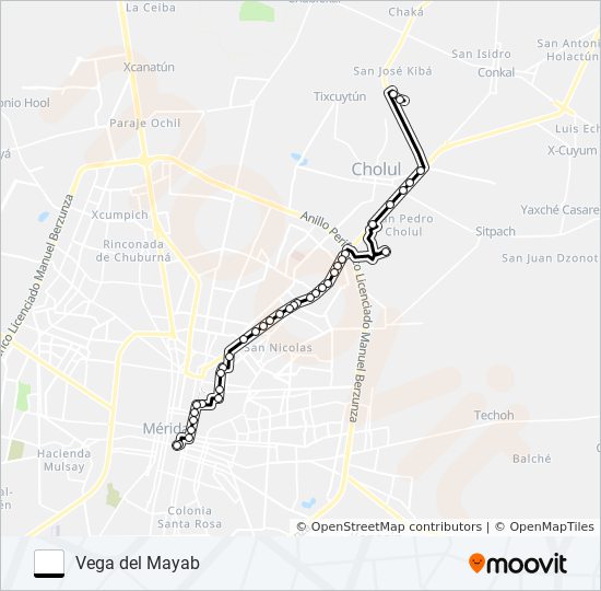 Ruta vega del mayab horarios, paradas