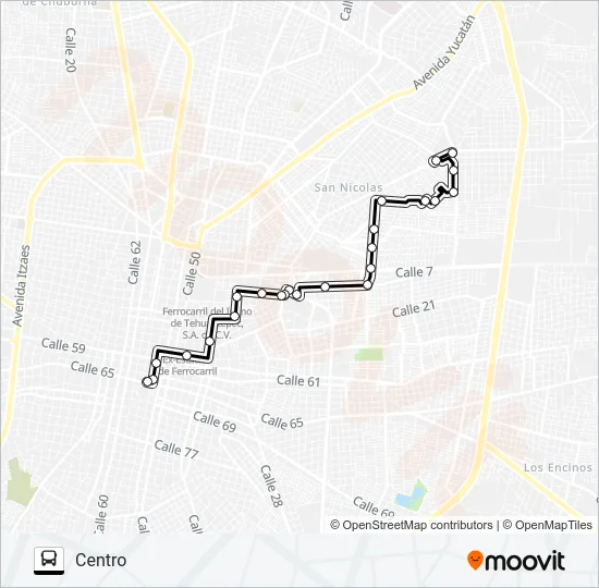 MAYAPÁN-POLÍGONO 108 Bus Line Map
