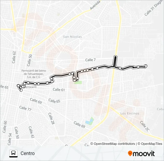 PACABTÚN - LOS REYES Bus Line Map
