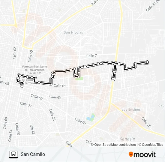 PACABTÚN - LOS REYES Bus Line Map