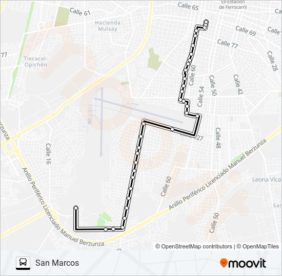 PERIFERICO - ROBLE - SAN MARCOS bus Line Map