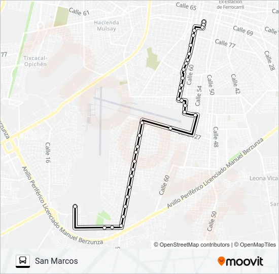 Mapa de PERIFERICO - ROBLE - SAN MARCOS de autobús