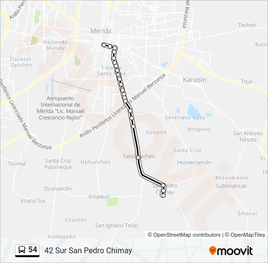 54 Bus Line Map
