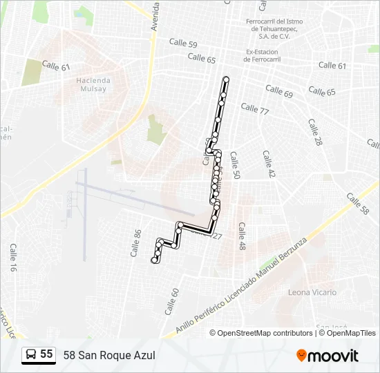 55 Bus Line Map