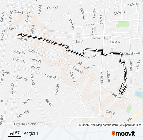 57 bus Line Map