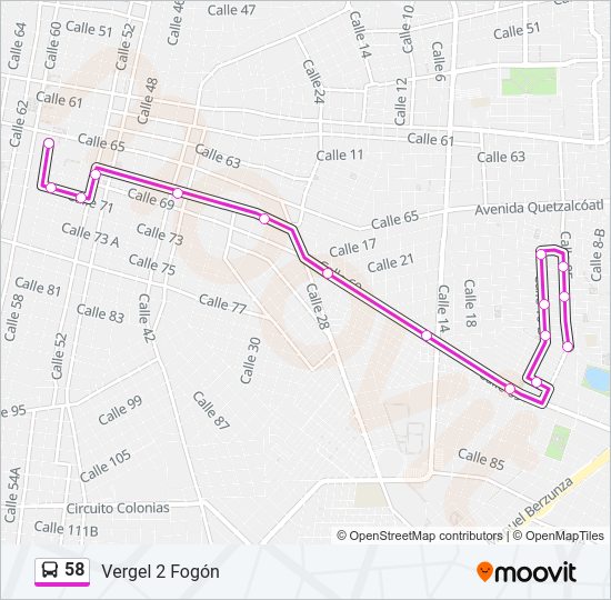 Mapa de 58 de autobús