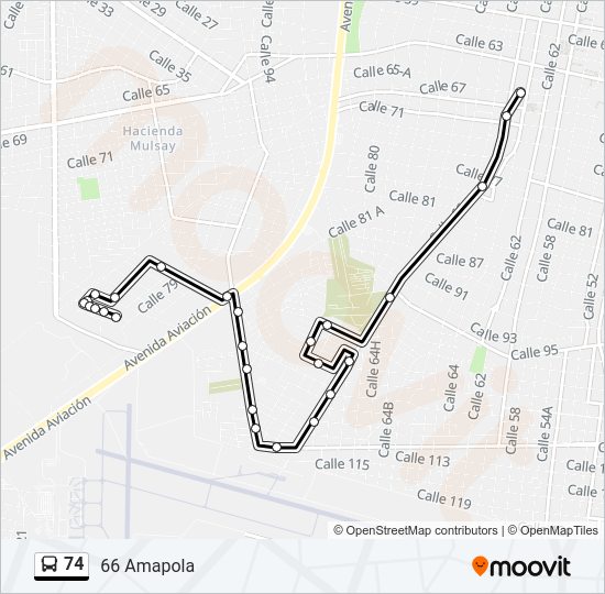 74 Bus Line Map