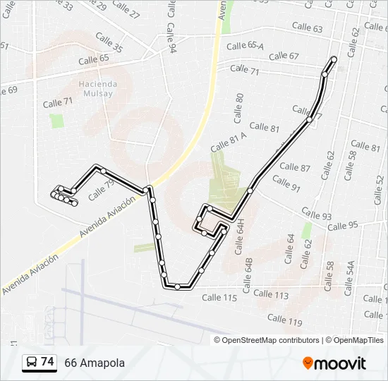 74 Bus Line Map