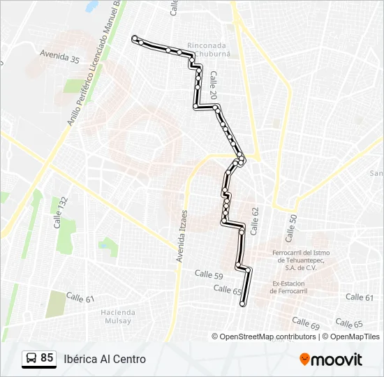 Mapa de 85 de autobús