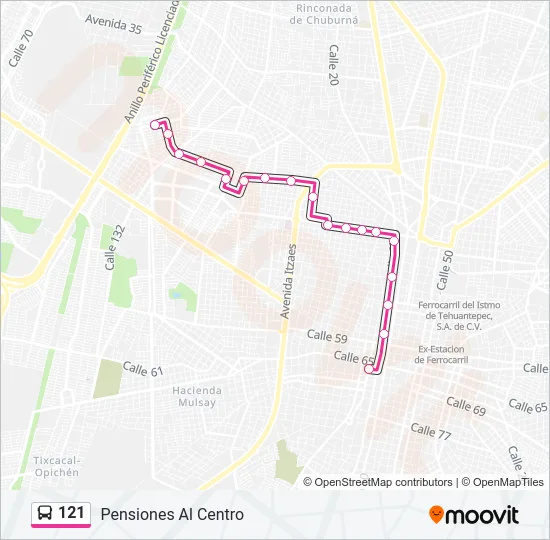 Mapa de 121 de autobús