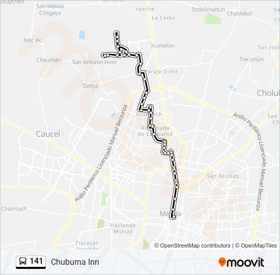 Mapa de 141 de autobús