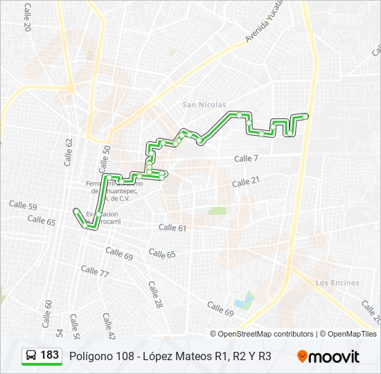 183 bus Line Map