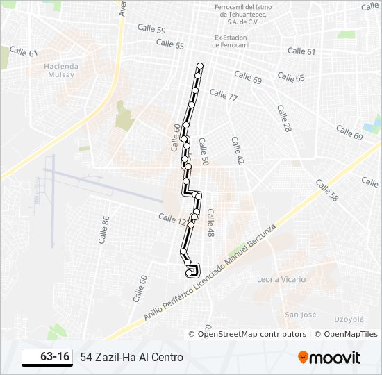 Mapa de 63-16 de autobús