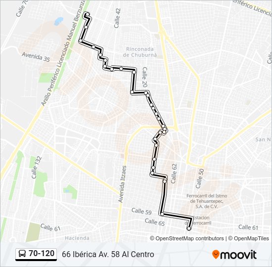 70-120 Bus Line Map
