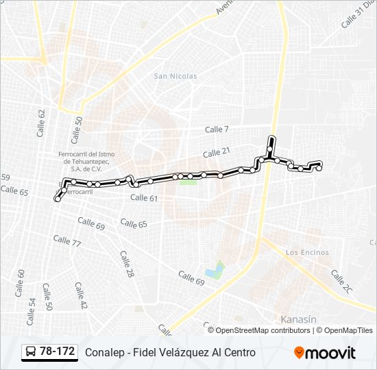 Mapa de 78-172 de autobús