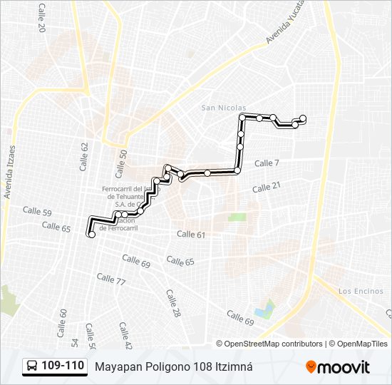 Mapa de 109-110 de autobús