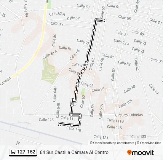 127-152 Bus Line Map