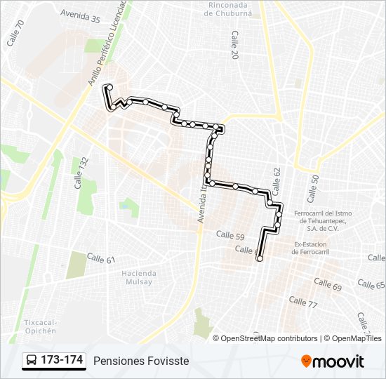 Mapa de 173-174 de autobús