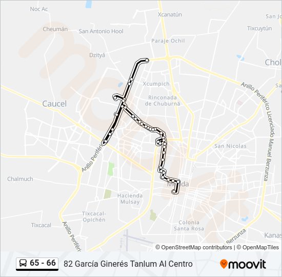 Mapa de 65 - 66 de autobús