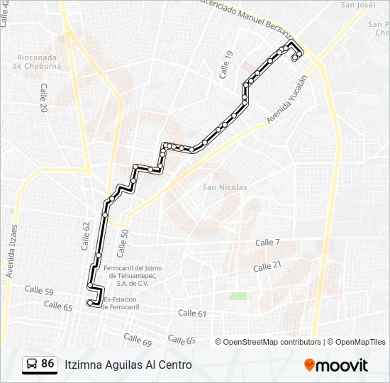 Mapa de 86 de autobús