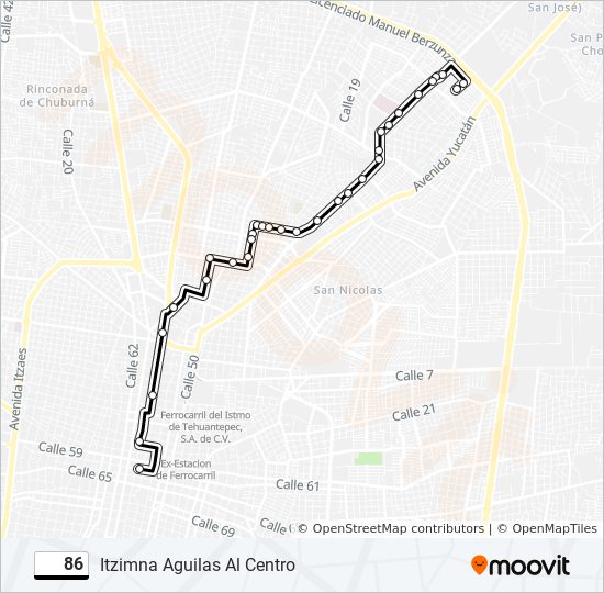 Ruta 86: horarios, paradas y mapas - Itzimna Aguilas Al Centro (Actualizado)