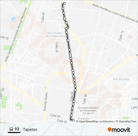 93 Bus Line Map